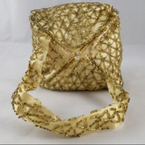 Vintage Golden Beaded Evening Purse, Walborg